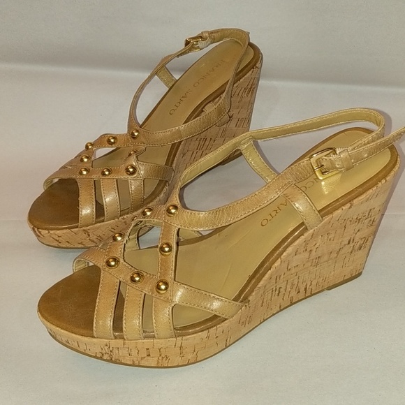 5/$30 Franco Sarto Tan Platform Heels Size 9 - Picture 1 of 6